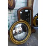 A Victorian mahogany toilet mirror and a gilt convex mirror