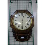 A Regency mahogany and brass inlaid fusee movement drop dial wall clock