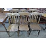 A set of six Victorian elm and beech farmhouse kitchen chairs