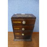 A small oak haberdashery shop chest, bearing painted Clark & Co., Anchor Mills inscription