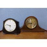 A Smiths Bakelite mantel clock and an oak mantel clock