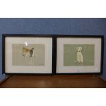 Claire Ormerod, Henry and Molly, watercolour, framed