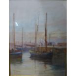 G.H Jenking, The Barbican - Plymouth Morning, watercolour, framed