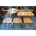 A set of three Ercol Blonde elm and beech 391 model chairs