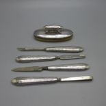 A Liberty & Co. silver manicure set, five pieces