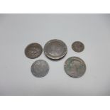 A George III cartwheel two penny coin, a 1791 Liverpool half-penny token, a commemorative and two