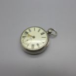 A silver cased fusee pocket watch, J.W. Hammon case maker, London 1877