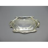 A silver Art Nouveau pin or card tray, London 1905, 50g, 9cm x 13.5cm