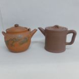 Two Chinese terracotta teapots