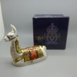 A Royal Crown Derby paperweight - Llama, an exclusive for the Royal Crown Derby Collectors Guild,