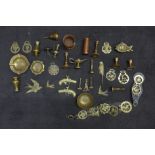 A collection of brass and copper including horse brasses, etc.