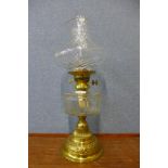 A Victorian brass oil lamp