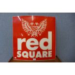 A Red Square perspex sign