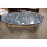 A French style gilt and faux onyx coffee table