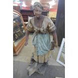 A continental R.S.K. painted plaster figure of a maid, a/f