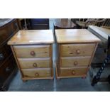 A pair of pine bedside chests