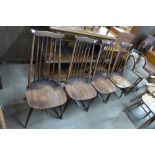 A set of four Ercol Golen Dawn elm and beech Goldsmith dining chairs