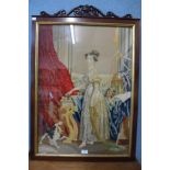 A Victorian mahogany framed tapestry