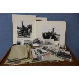 Assorted vintage photographs of steam engines, trains, etc.
