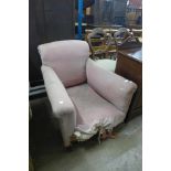 A Victorian Howard style country house armchair, a/f