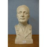 A plaster bust of a military gentleman