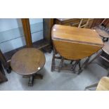 A small oak gateleg table and an oak occasional table