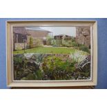Nancy Laughton, Station Farm, Sarcliffe, oil on board, framed