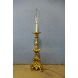 A large gilt table lamp