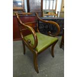 A Regency style inlaid mahogany elbow chair