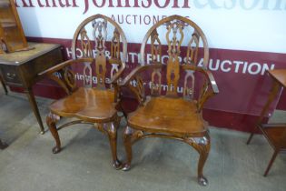 A pair of Gothic Strawberry Hill mahogany Windsor chairs