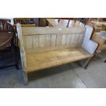 A pitch pine church pew