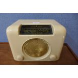 A vintage ivory coloured Bush Bakelite radio