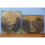 H.V. Heron, two Scottish landscapes, oil on canvas, one dated 1857 verso, unframed