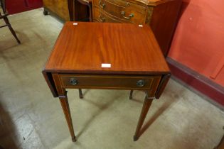 An Edward VII inlaid mahogany single drawer drop-leaf side table