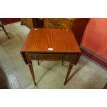 An Edward VII inlaid mahogany single drawer drop-leaf side table