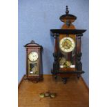 A 19th Century walnut Vienna wall clock and one other