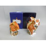 Two Royal Crown Derby Bird paperweights - Red Squirrel and Woodland Squirrel, 10cm, both with gold