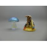 A Royal Doulton Bunnykins figure, Sailor Bunnykins and a Glasform paperweight