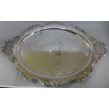 A silver plated two handled tray, 59cm