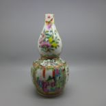 A Chinese double gourd vase, rim a/f, 21cm