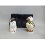 Two Royal Crown Derby Sea Bird paperweights - Royal Crown Derby Paperweight - Rockhopper Penguin,