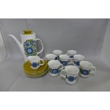 A 1970's Alfred Meakin coffee set, eight setting, lacking two saucers and sugar bowl