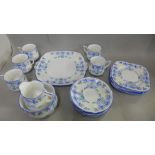 An English Bell China Bouquet Superior tea set, six setting, lacking one cup