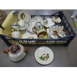 A collection of Cornish ware including a tea pot, jug, toast rack, cups, etc.**PLEASE NOTE THIS