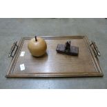 A Victorian wooden tray, a wooden carved blotter and a box in the form an apple**PLEASE NOTE THIS