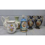 A collection of ceramic and pottery jugs, vases and a lamp**PLEASE NOTE THIS LOT IS NOT ELIGIBLE FOR