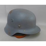 A replica German helmet