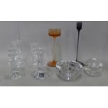 Glass candle holders including Wedgwood, Royal Doulton, Dartington and Langham
