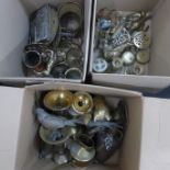 Three boxes of metalware**PLEASE NOTE THIS LOT IS NOT ELIGIBLE FOR POSTING AND PACKING**