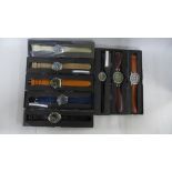 Eight modern military style wristwatches, boxed